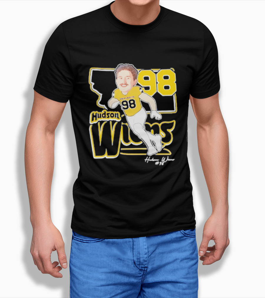 Hudson Wiens 98 Montana State Bobcats Player Caricature T-Shirt