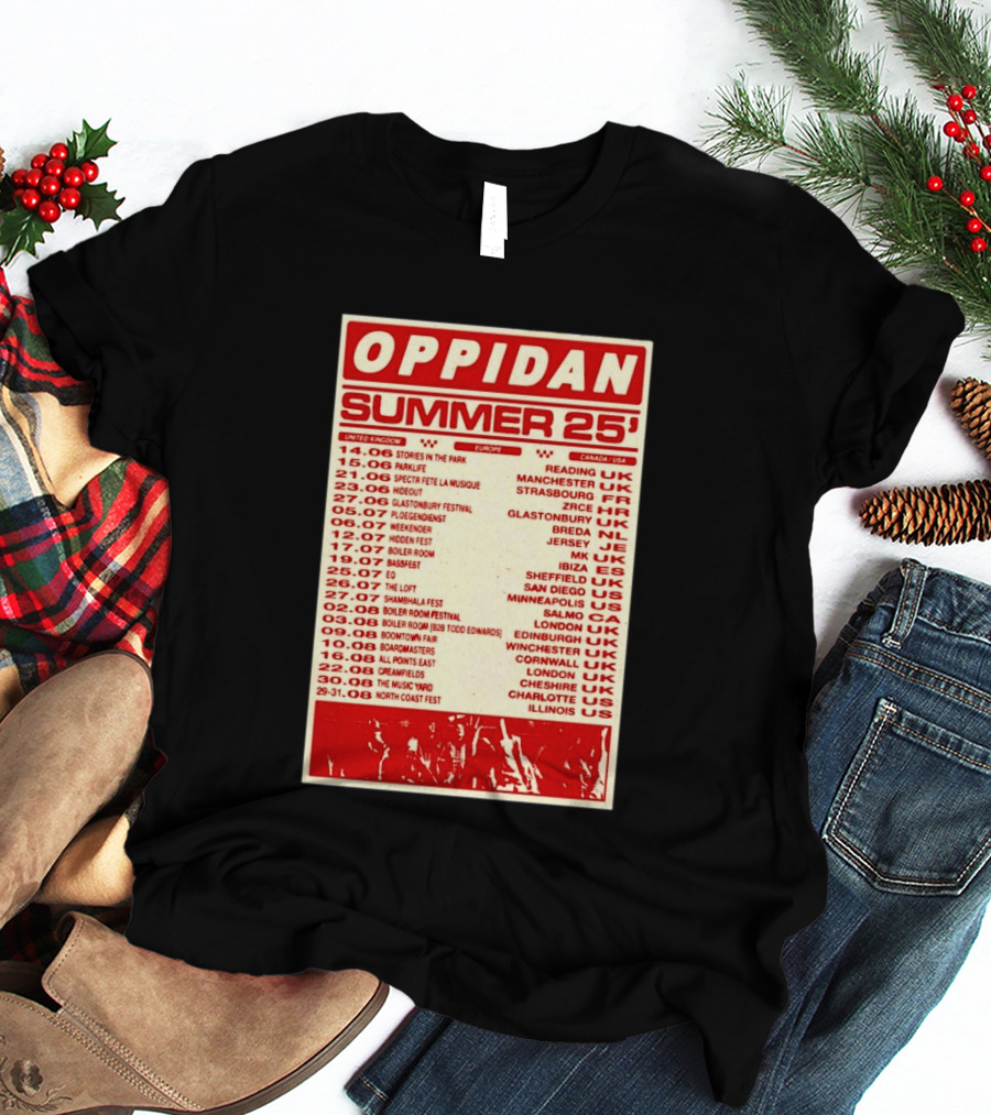 Oppidan Summer Tour 2025 Concert Dates Across UK Europe Canada USA T-Shirt