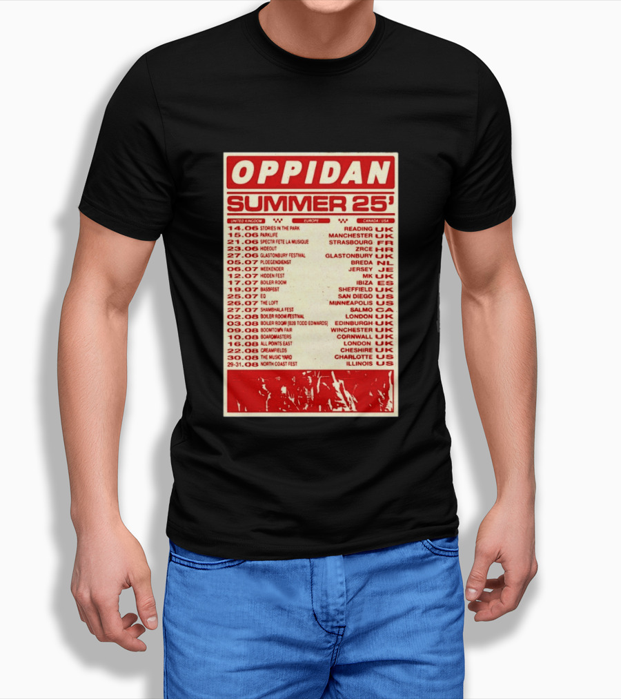 Oppidan Summer Tour 2025 Concert Dates Across UK Europe Canada USA T-Shirt