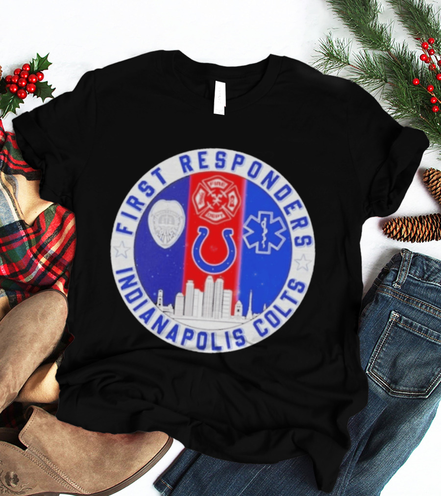 First Responders Indianapolis Colts 9/11 Skyline Police Fire Ambulance T-Shirt