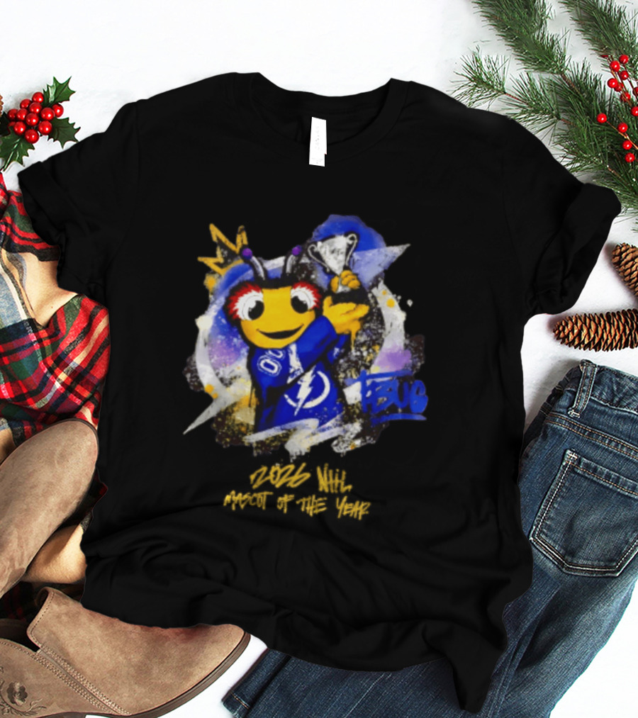 Tampa Bay Lightning Thunderbug Holding Trophy 2026 T-Shirt