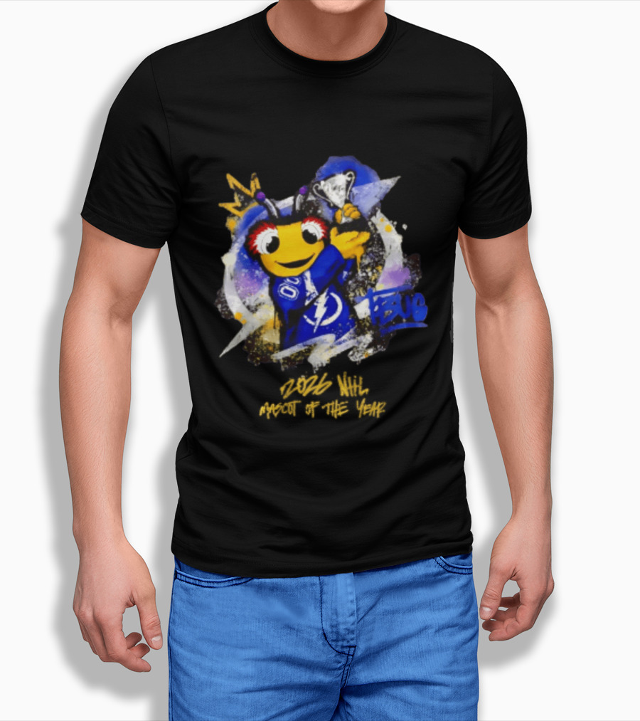 Tampa Bay Lightning Thunderbug Holding Trophy 2026 T-Shirt