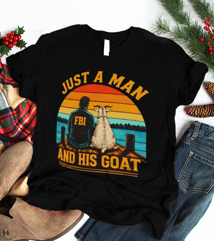 Just A Man And His Goat Fbi Meme Kash Patel Sunset Lake View T-Shirt