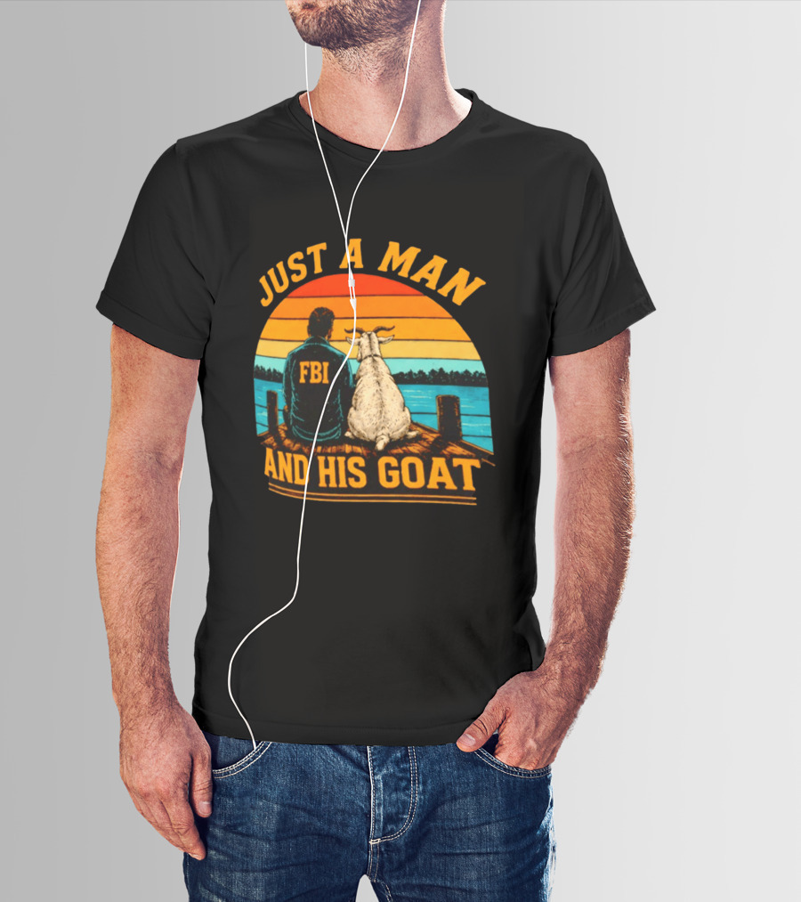 Just A Man And His Goat Fbi Meme Kash Patel Sunset Lake View T-Shirt