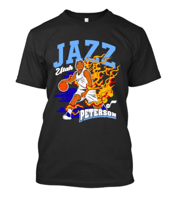 Utah Jazz Darryn Peterson Fiery Basketball Action Fan T-Shirt