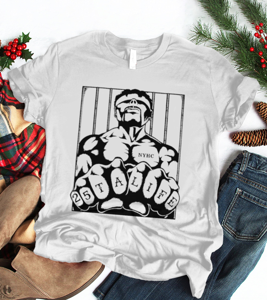 25 Ta Life NYHC Hardcore Punk Band Tattoo Fists Prison Bars T-Shirt