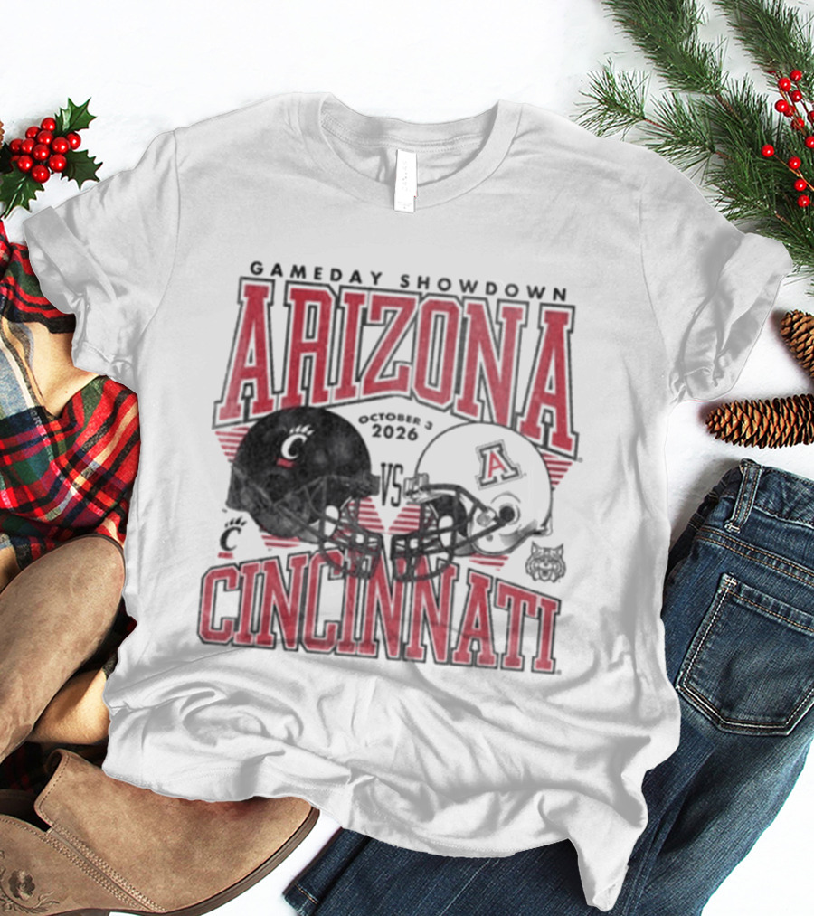 Arizona Wildcats Vs Cincinnati Bearcats October 3 2026 Football Helmet Gameday Showdown T-Shirt