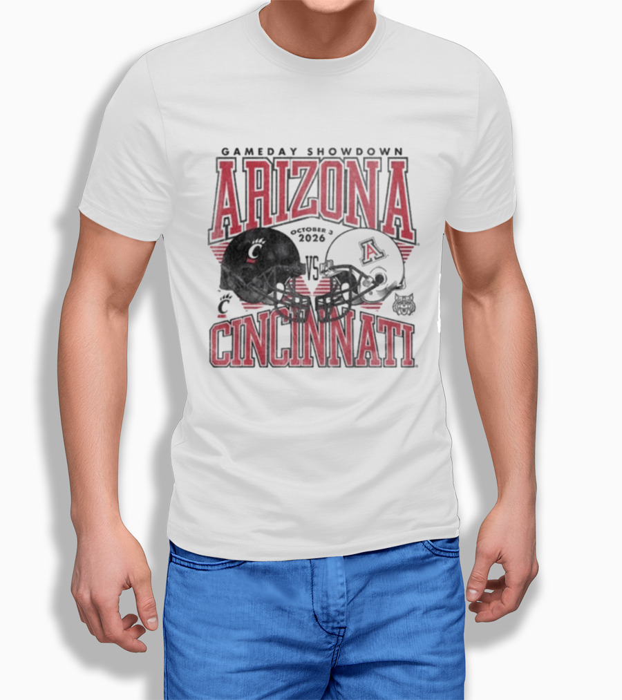 Arizona Wildcats Vs Cincinnati Bearcats October 3 2026 Football Helmet Gameday Showdown T-Shirt