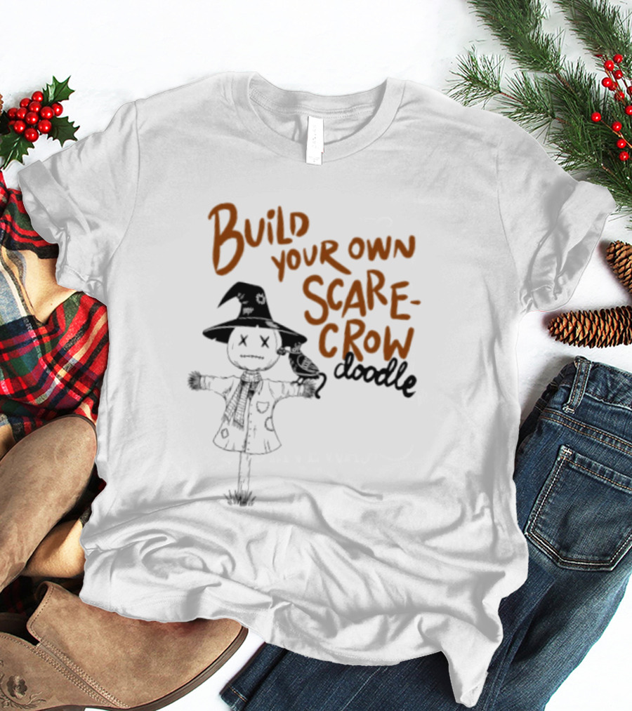 Build Your Own Scarecrow Doodle Halloween Tetedoodles T-Shirt