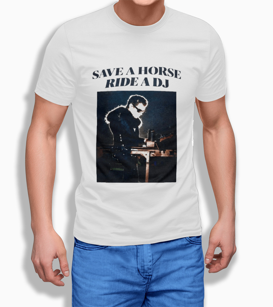 Save A Horse Ride A DJ Musician With Equipment And Sunglasses T-Shirt