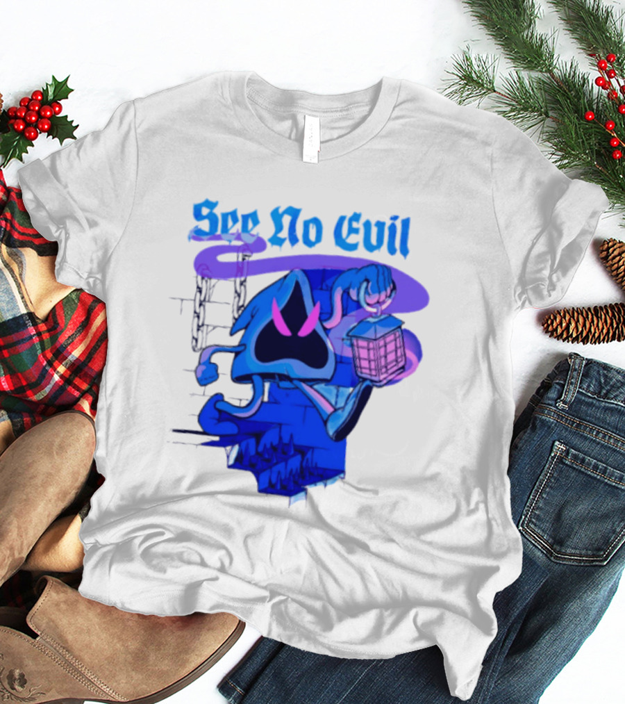See No Evil Grim Reaper Lantern Spooky T-Shirt