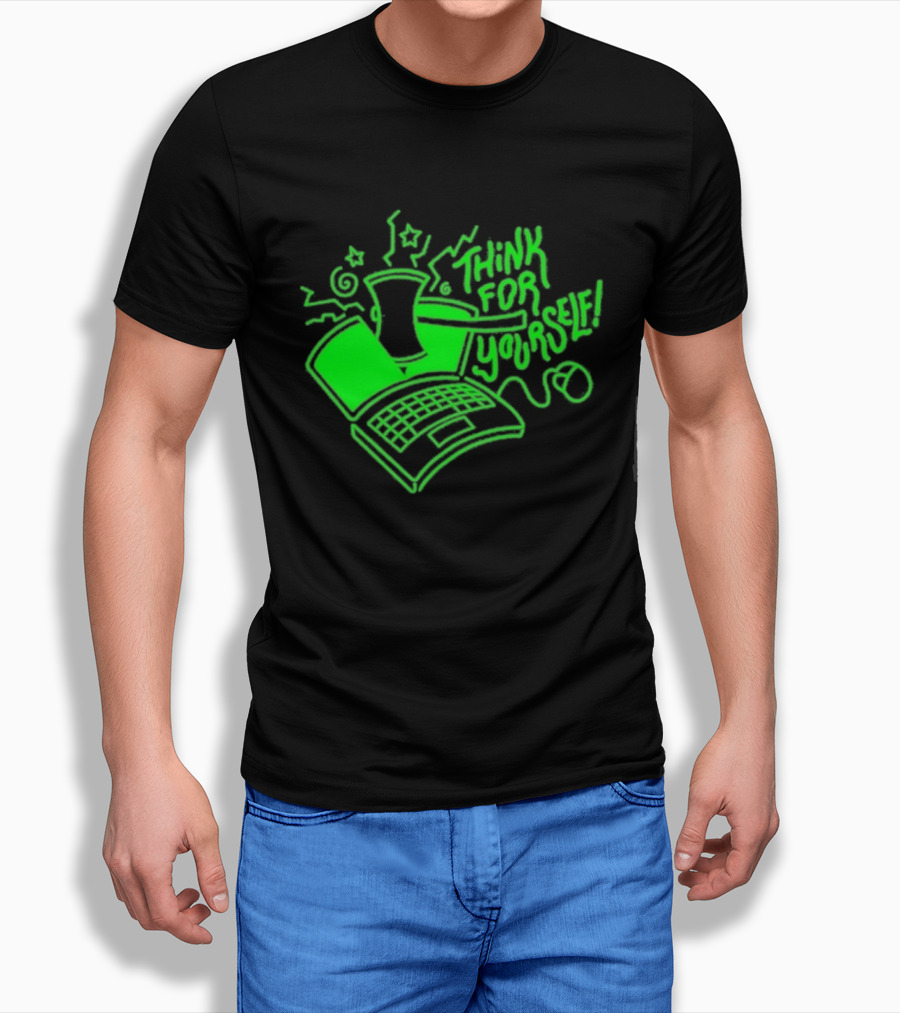 Avi Matzo X RAYGUN Think For Yourself Computer Stars Green T-Shirt