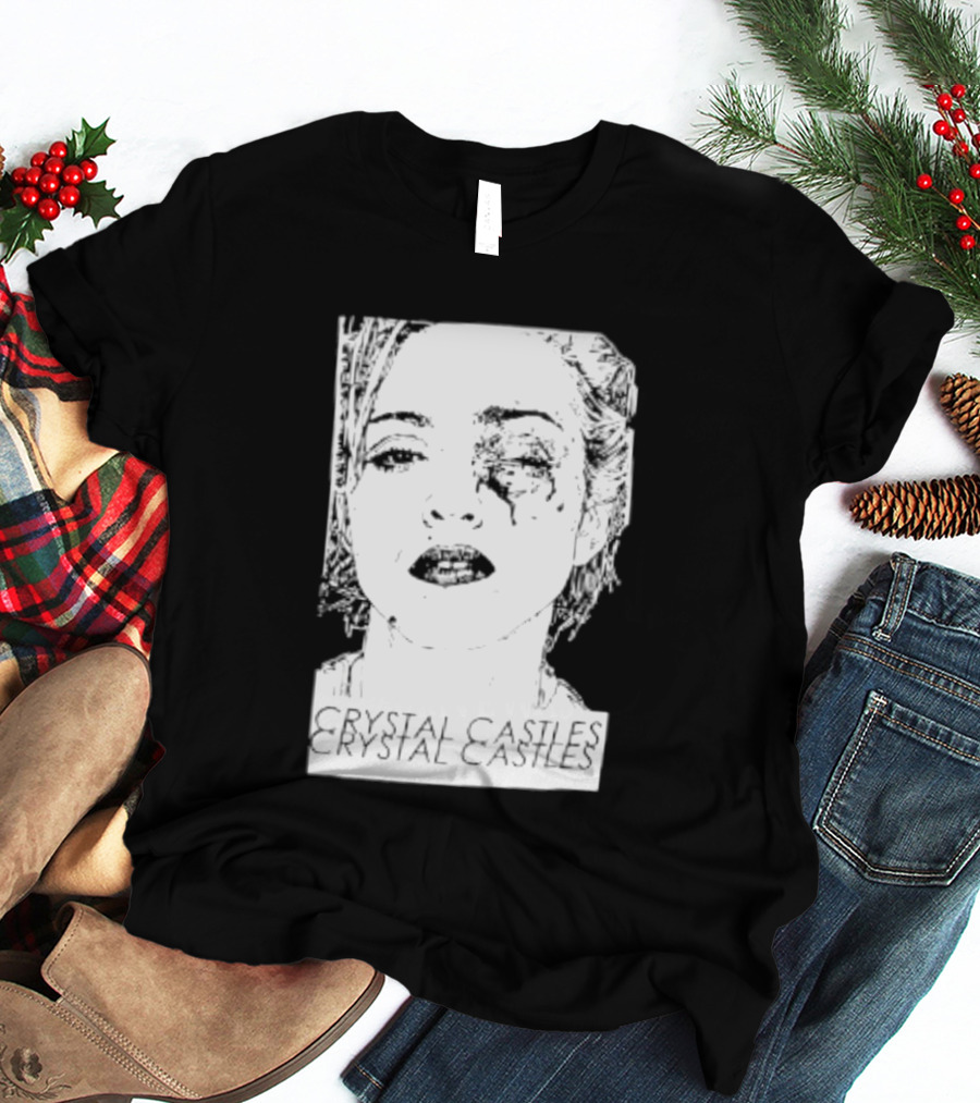 Crystal Castles Electronic Alice Glass Monochrome T-Shirt