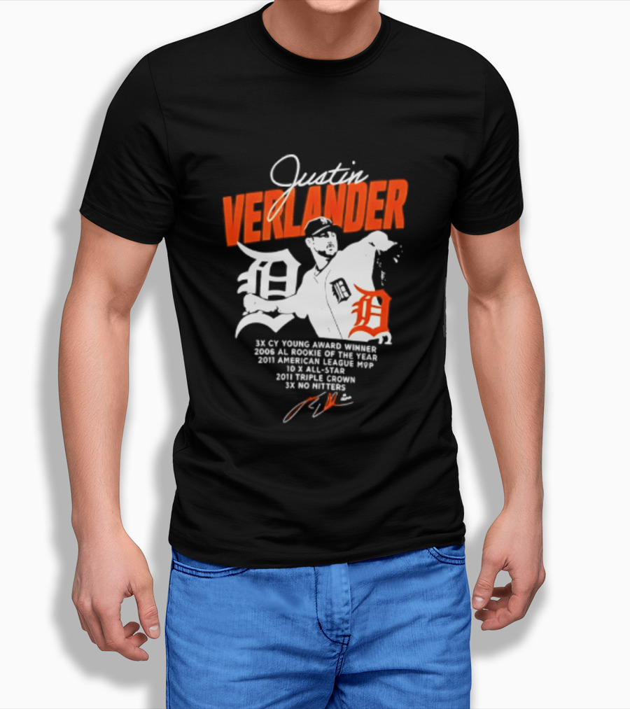 Justin Verlander 35 Detroit Tigers MLB MVP 2006 AL Rookie Cy Young T-Shirt