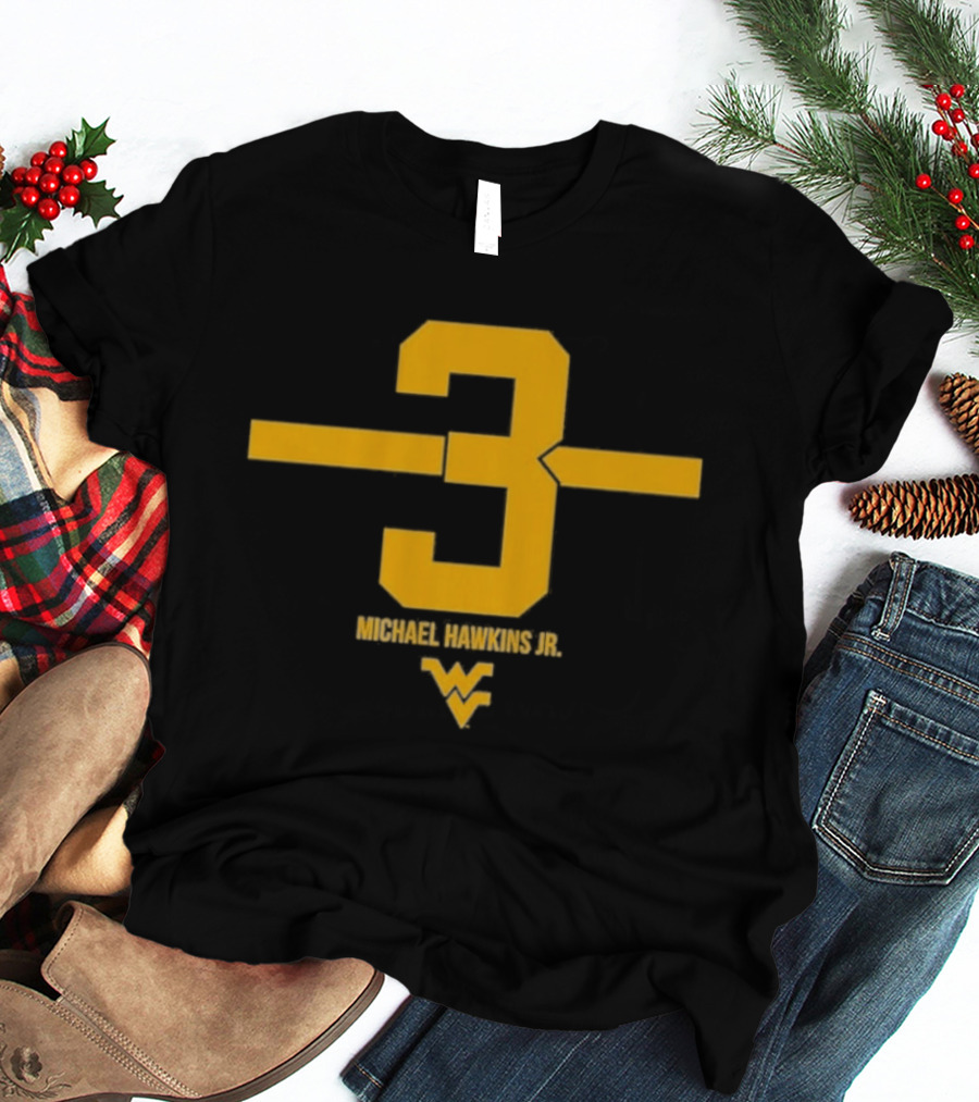 West Virginia 3 Michael Hawkins Jr. WVU Football Number T-Shirt