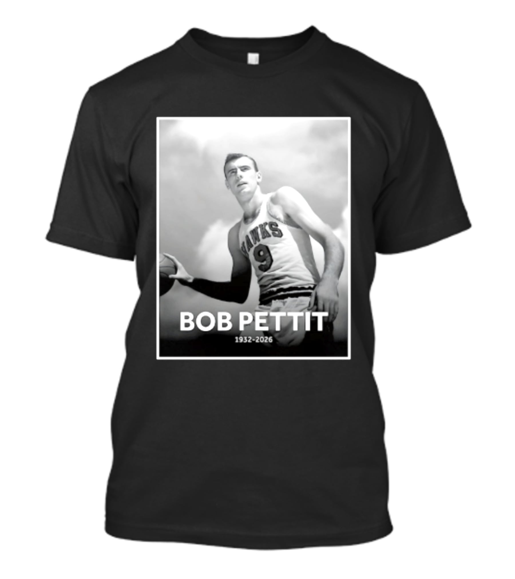 Bob Pettit 1932 2026 Hawks Basketball Legend T-Shirt