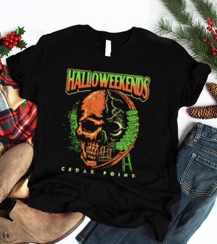 Halloweekends Cedar Point Skull Ride Neon Halloween T-Shirt