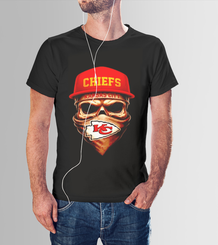 Kansas City Chiefs Skull Bandana KC T-Shirt
