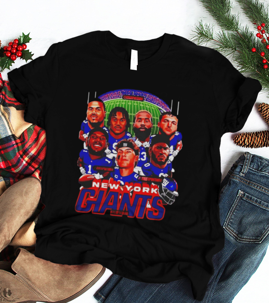 New York Giants Football Players Caricature Stadium T-Shirt