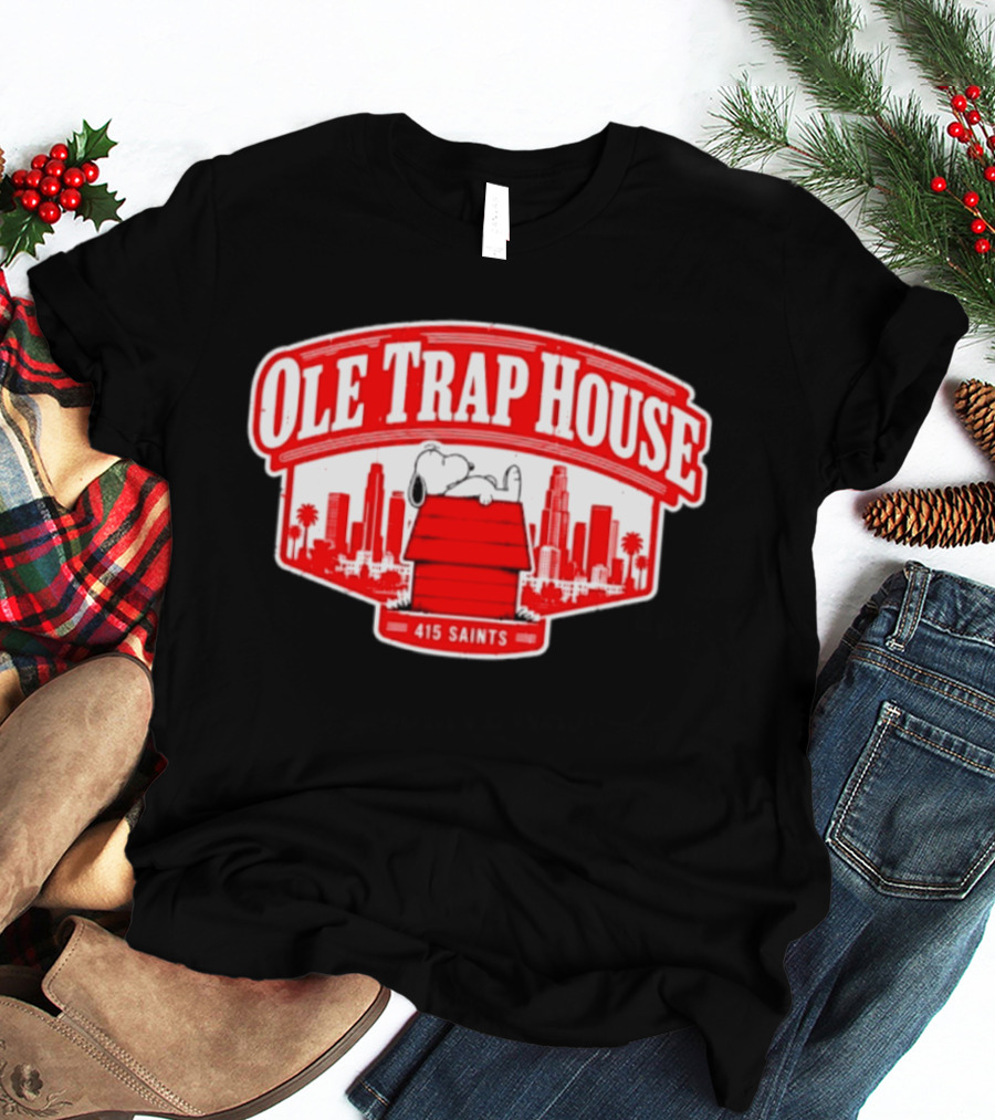 Ole Trap House Snoopy 415 Saints Skyline T-Shirt