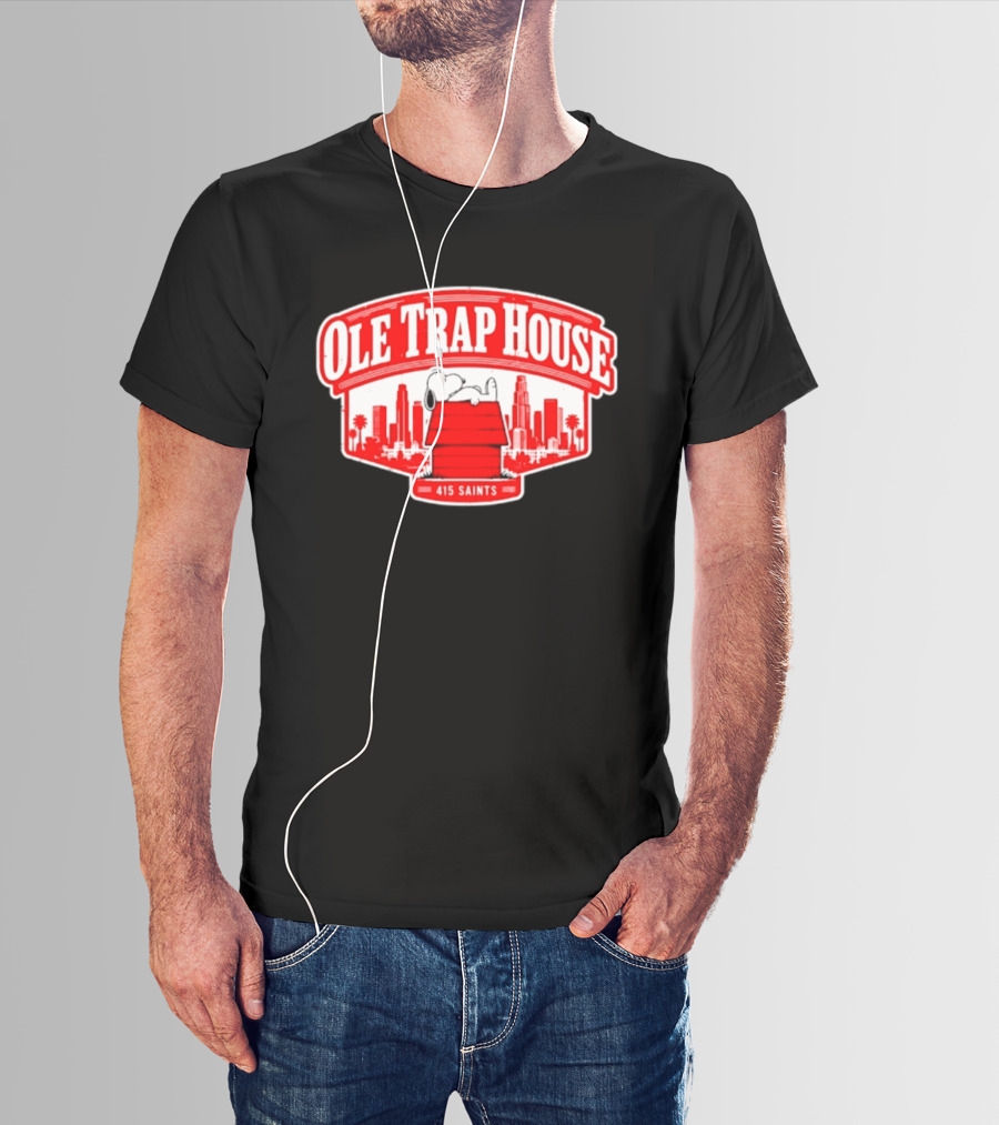 Ole Trap House Snoopy 415 Saints Skyline T-Shirt