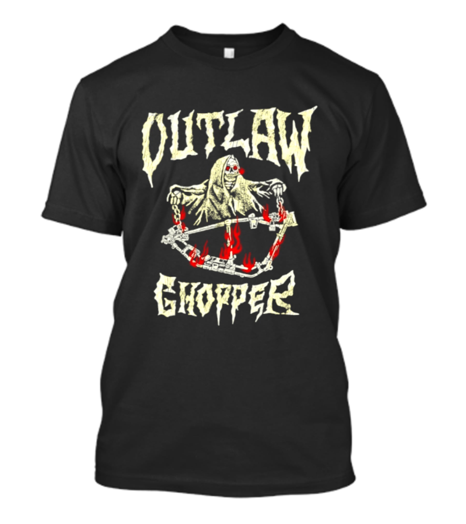 Outlaw Chopper Grim Reaper Smoking Skeleton T-Shirt