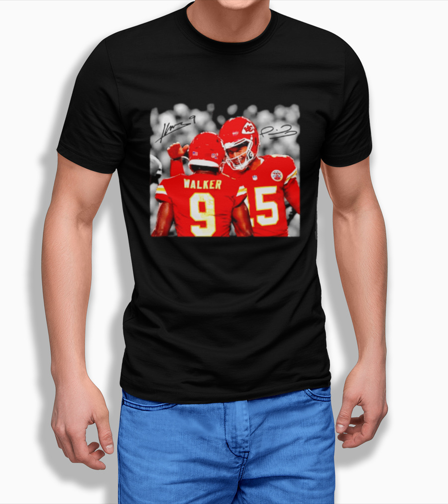 Patrick Mahomes Kenneth Walker III Kansas City Chiefs Player Signatures T-Shirt