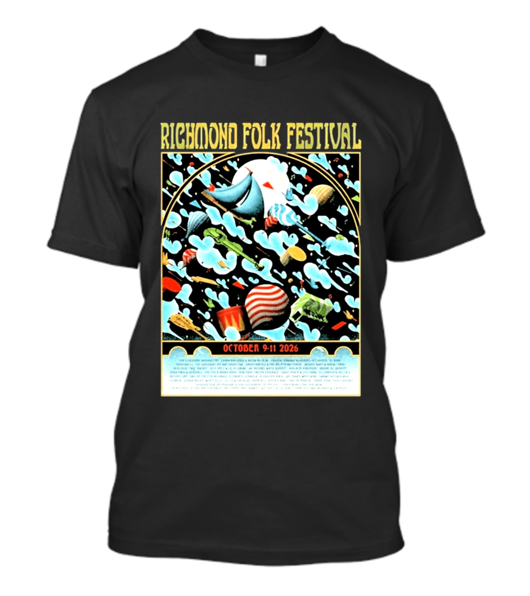 Richmond Folk Festival October 9 11 2026 Event At Brown's Island Richmond VA Lineup T-Shirt