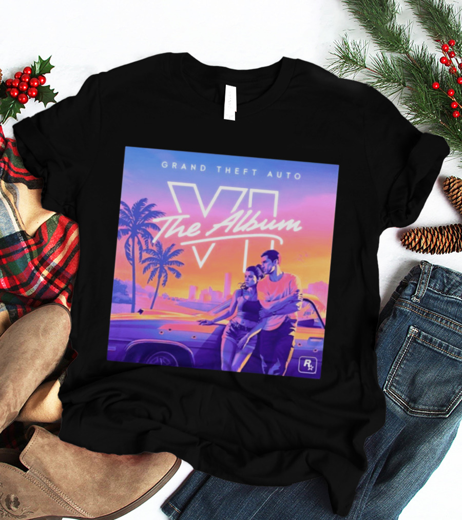 Grand Theft Auto VI The Album 2026 Retro Sunset Vibes T-Shirt