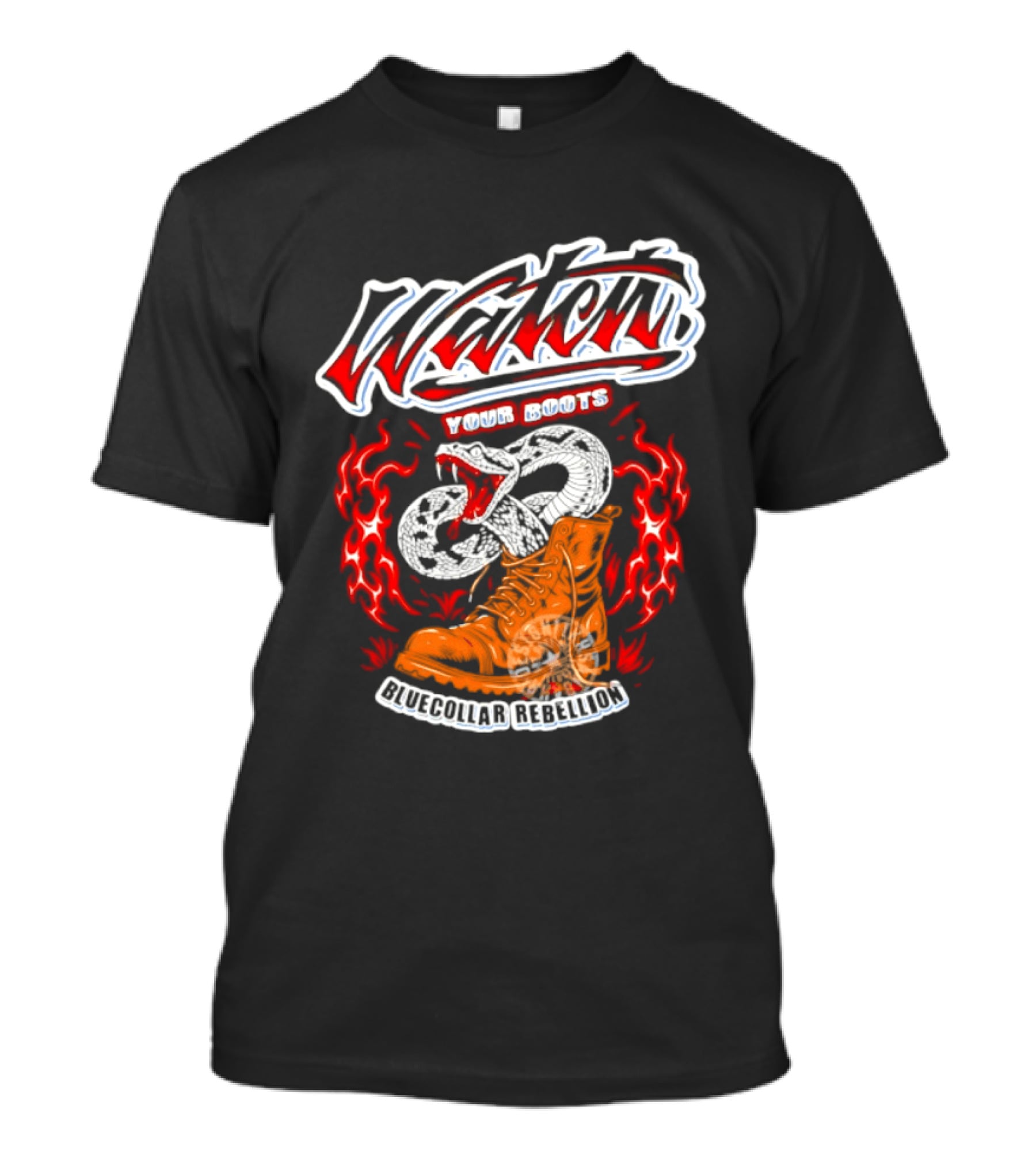 Your Boots Snake Fire Blue Collar Rebellion T-Shirt