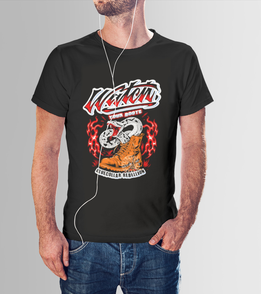 Your Boots Snake Fire Blue Collar Rebellion T-Shirt