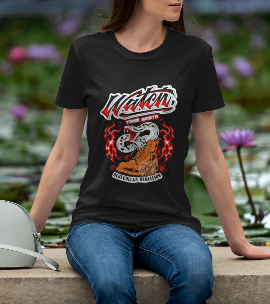 Your Boots Snake Fire Blue Collar Rebellion T-Shirt