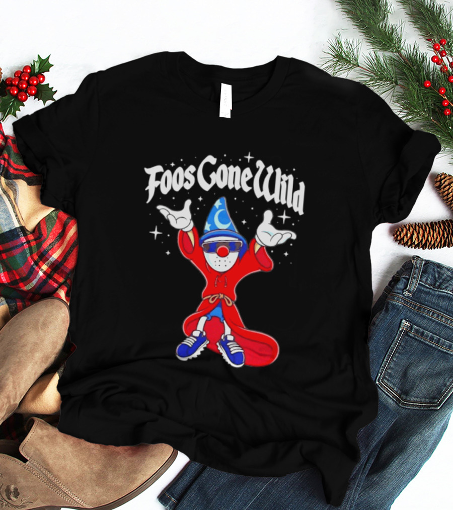 Foos Gone Wild Wizard Streetwear Cartoon Character With Blue Hat And Sunglasses T-Shirt
