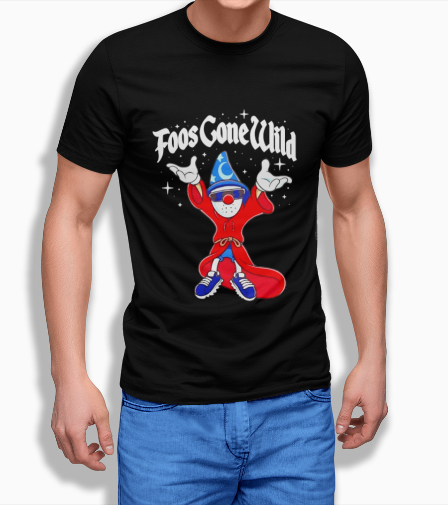 Foos Gone Wild Wizard Streetwear Cartoon Character With Blue Hat And Sunglasses T-Shirt