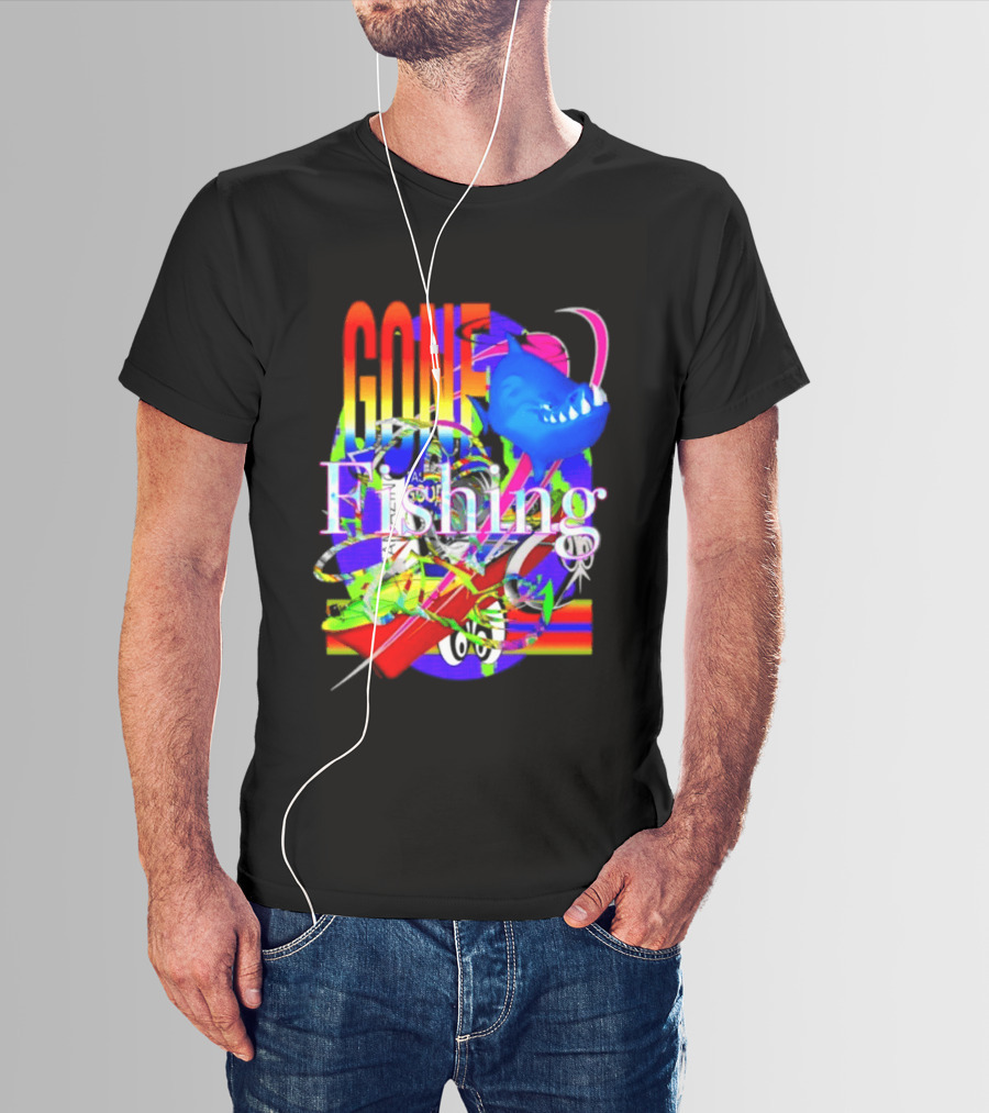 Gone Fishing Shark Rainbow Kayak Adventure T-Shirt