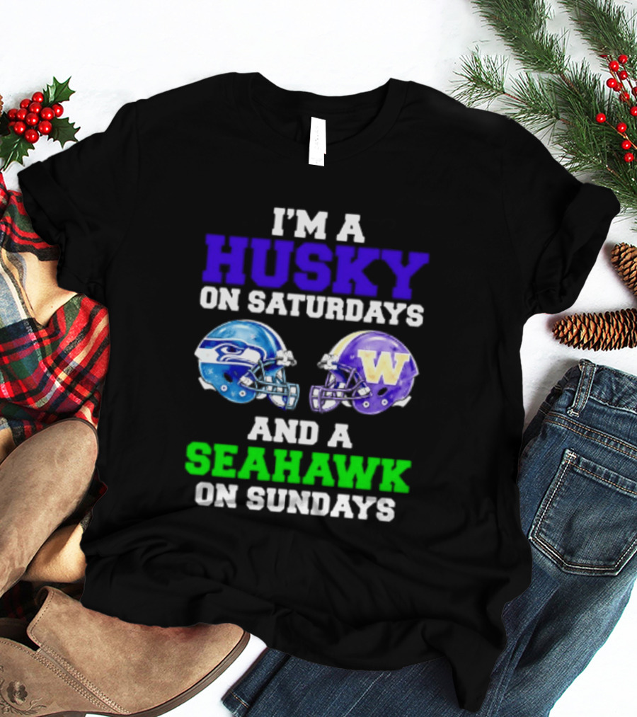 I'm A Husky On Saturdays And A Seahawk On Sundays Football Fan Gear T-Shirt