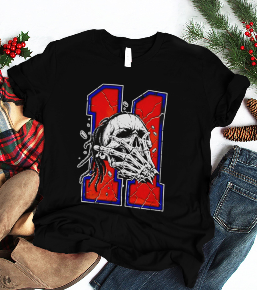 New York Knicks Jalen Brunson Captain Clutch Skull Number 11 T-Shirt