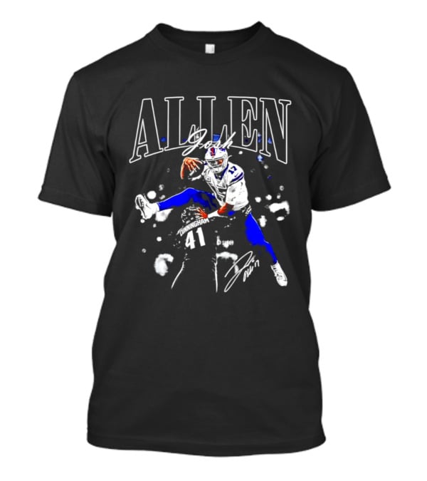 Allen Buffalo Air Jump Sketch Football T-Shirt