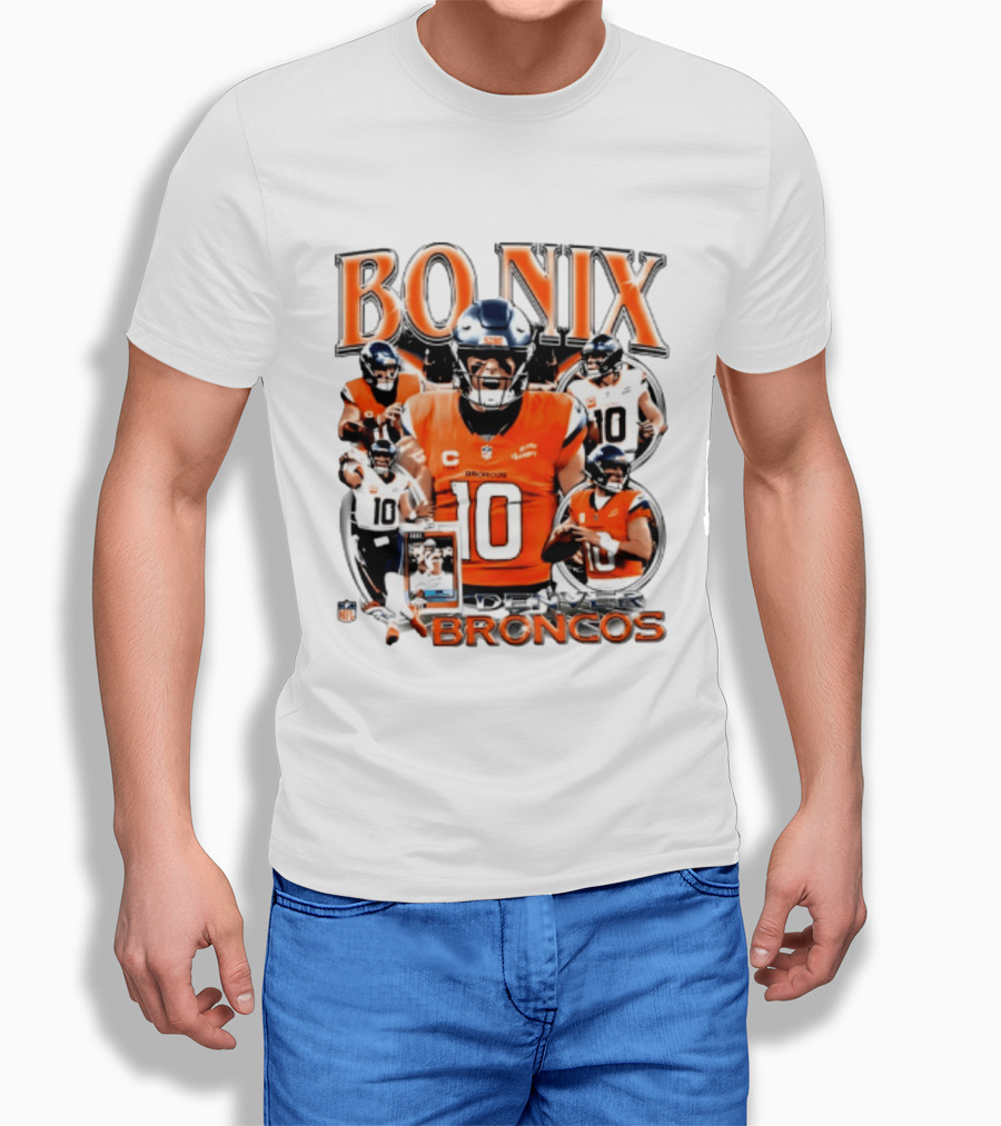Bo Nix Denver Broncos 2026 Player #10 Collage T-Shirt