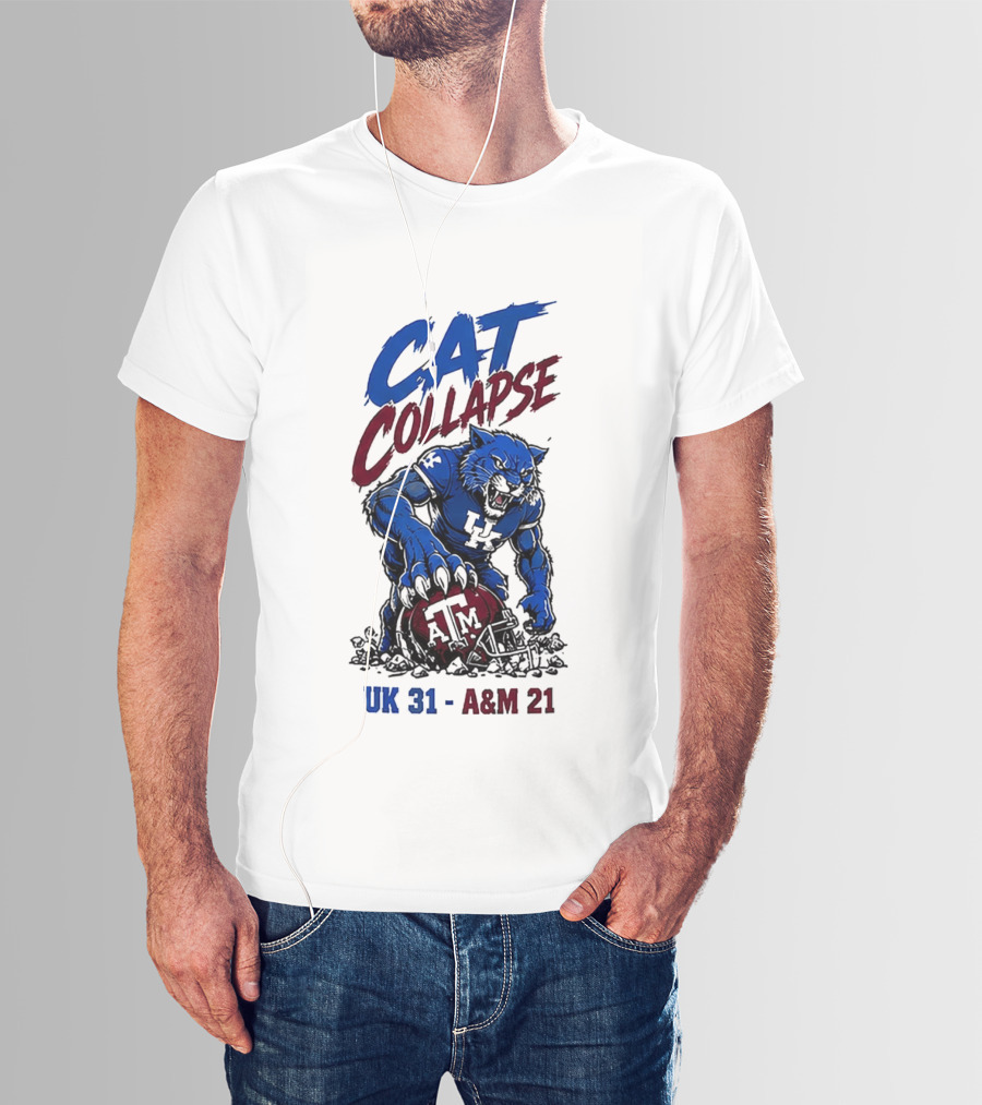 NCAA 2026 Matchup Kentucky Wildcats Vs Texas A&M Aggies Cat Collapse UK 31 A&M 21 T-Shirt