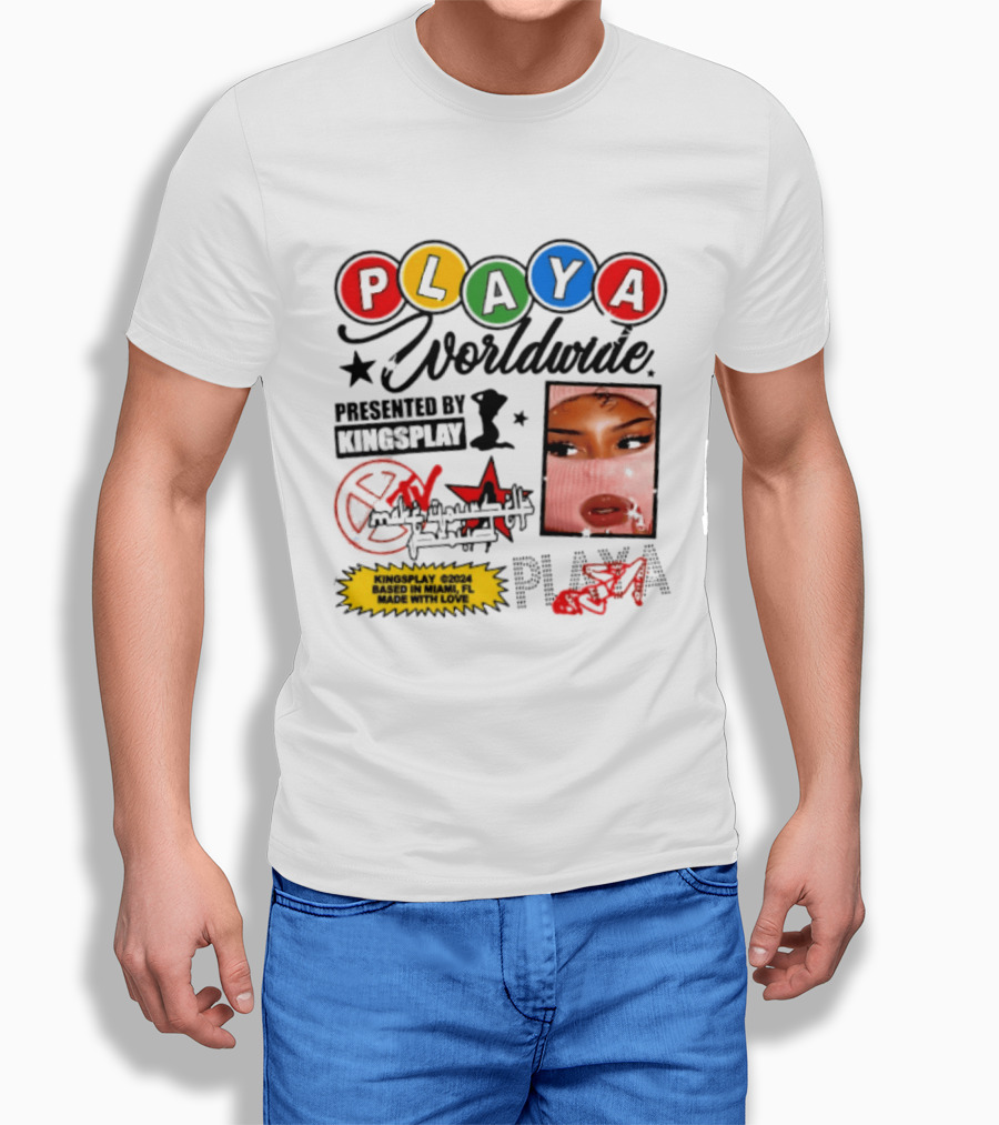 Playa Worldwide Kingsplay Miami Colorful Circles And Urban Street T-Shirt