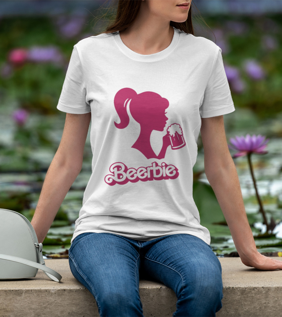 Beerbie Pink Beer Barbie Icon With Beer T-Shirt