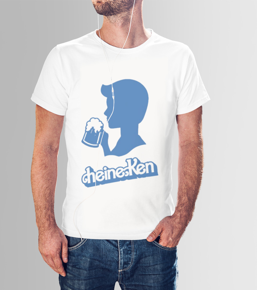 Ken Blue Beer Silhouette Heineken Play On Words T-Shirt
