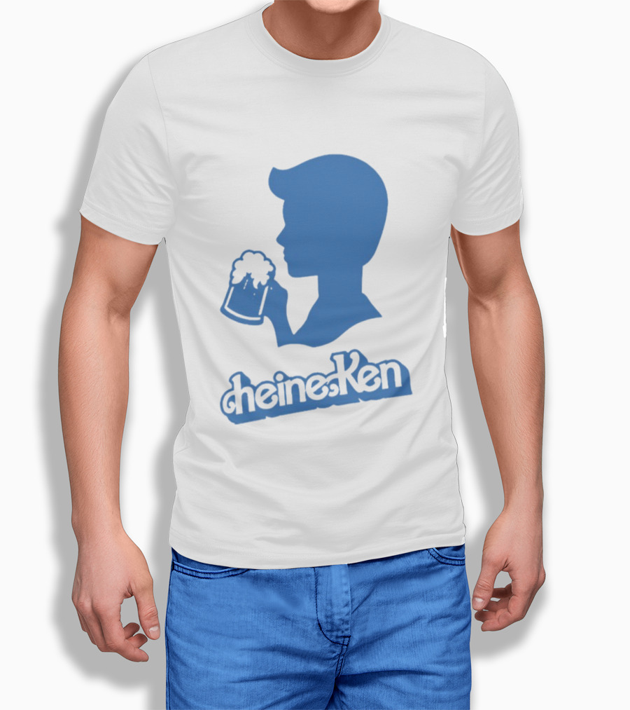 Ken Blue Beer Silhouette Heineken Play On Words T-Shirt
