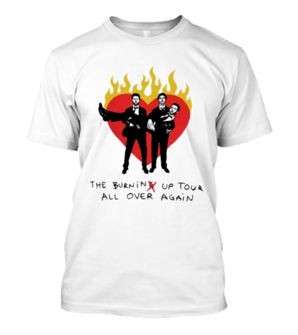 Jonas Brothers Burnin' Up Tour All Over Again Heart Flames Silhouette 2026 T-Shirt