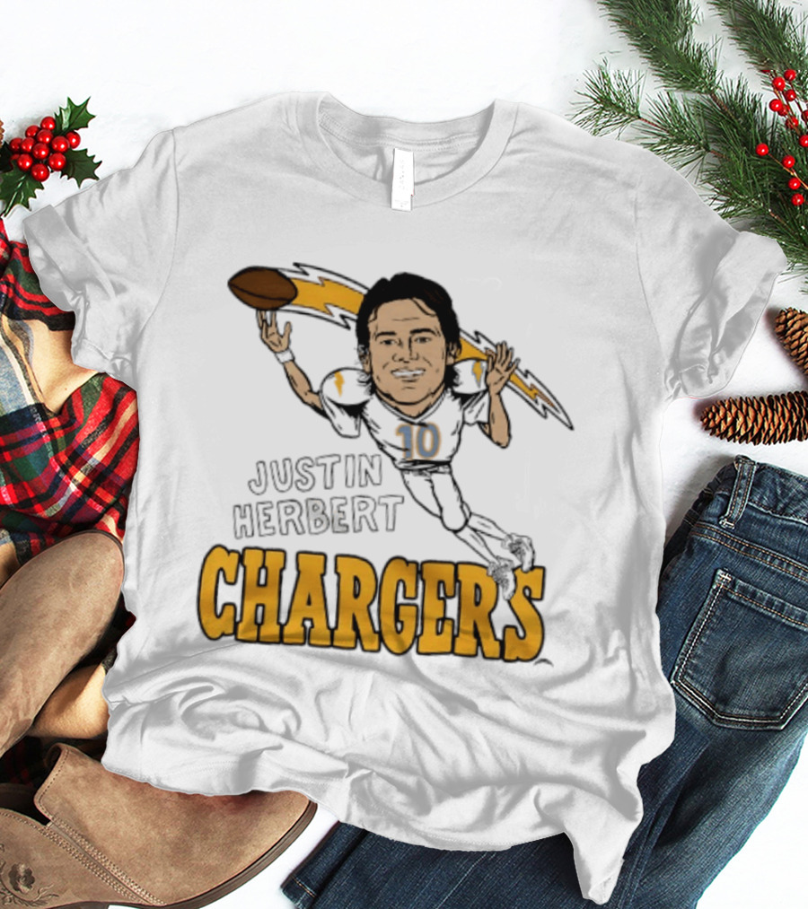 Justin Herbert Chargers Football Caricature Los Angeles T-Shirt