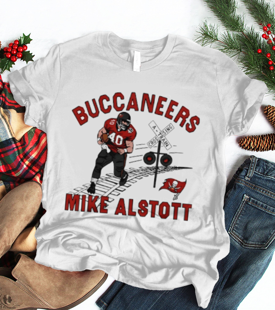 Buccaneers Mike Alstott Football Player Railroad Crossing T-Shirt