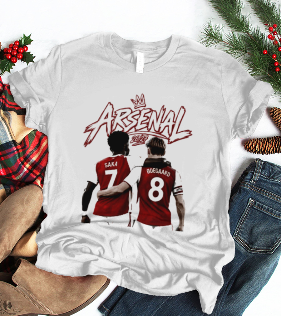 Arsenal Saka 7 Odegaard 8 Football Moment T-Shirt