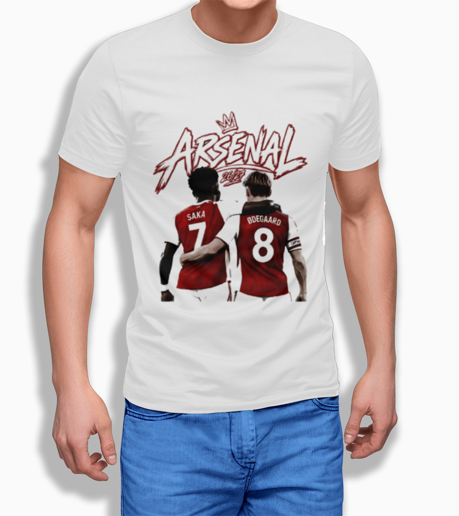 Arsenal Saka 7 Odegaard 8 Football Moment T-Shirt