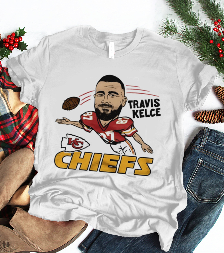 Travis Kelce Kansas City Chiefs Caricature KC Chiefs Football Player T-Shirt